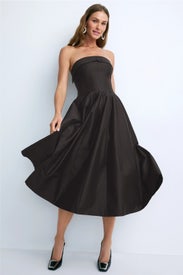 Tailored Strapless Midi Dress by Alberta Ferretti