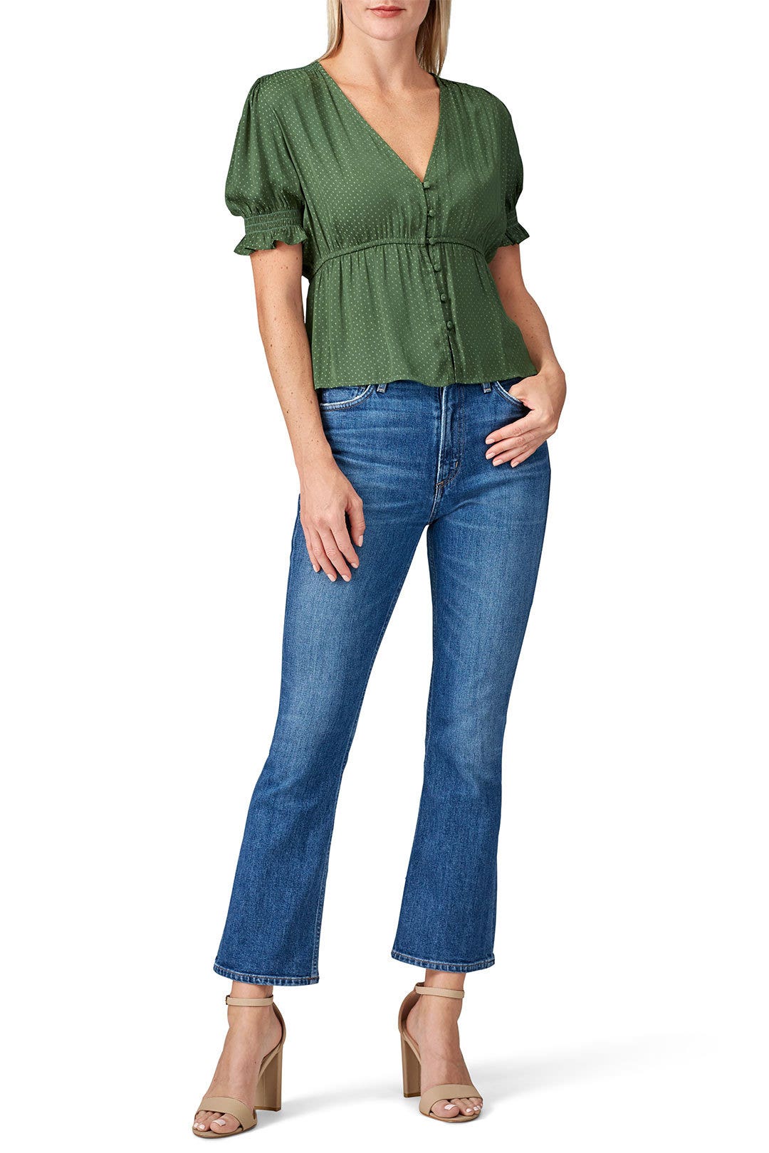 Green Button Front Top by Louna 0