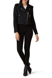 Black Suede Moto Jacket by Louna