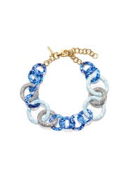 Blue Marble Crystal Triple Hoop Necklace by Lele Sadoughi