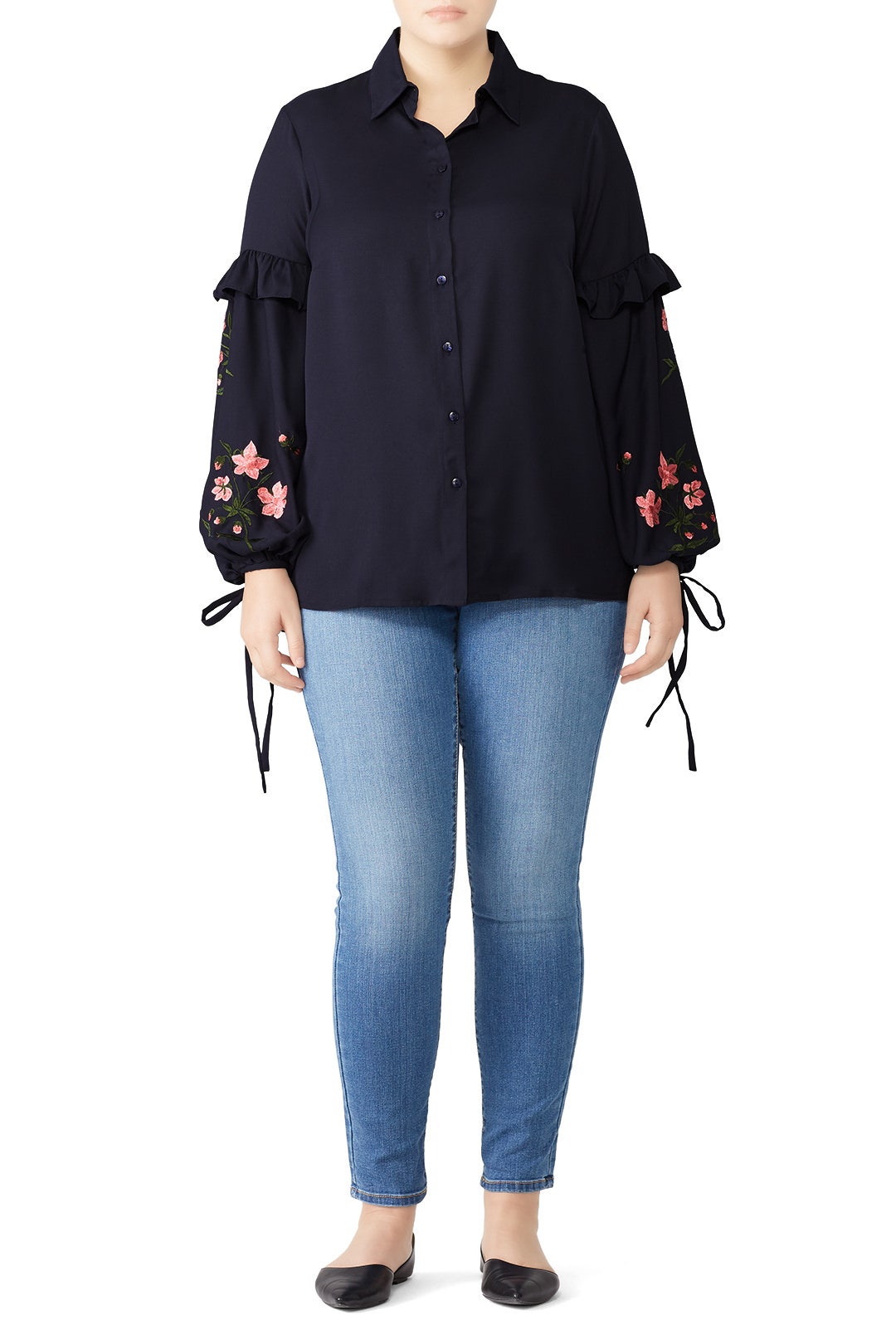 Embroidered Sleeve Shirt by LOST INK 0