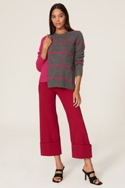 Intarsia Windowpane Sweater by Milly