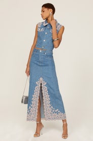 Lace Denim Skirt by Rabanne