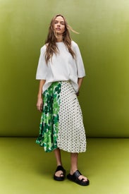 Asymmetric Pleated Midi Skirt by PLAN C x RTR