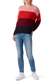 Red Stripe Knit Sweater by Sundry