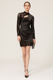Black Lace Satin Dress by Aidan AIDAN MATTOX