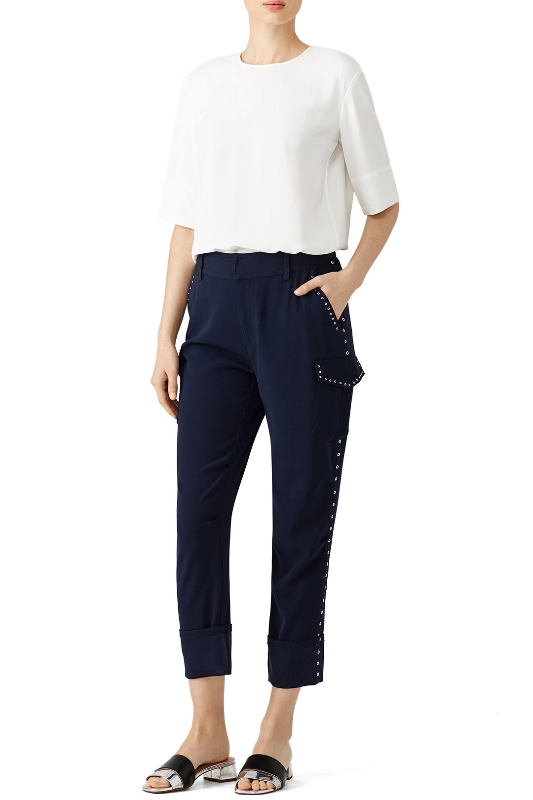 Navy Grommet Detail Pants by Derek Lam 10 Crosby 0