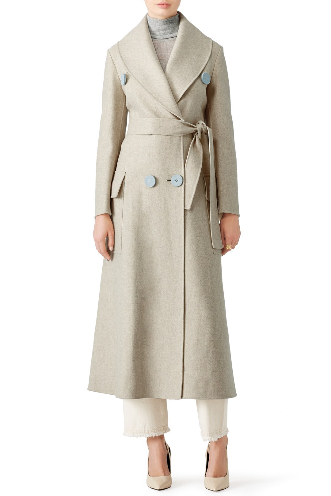 Beige Shawl Collar Coat by DEREK LAM 0