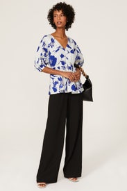 Blue Floral Peplum Top by Jason Wu x RTR