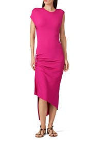 Hot Pink Ruched Dress by Rabanne