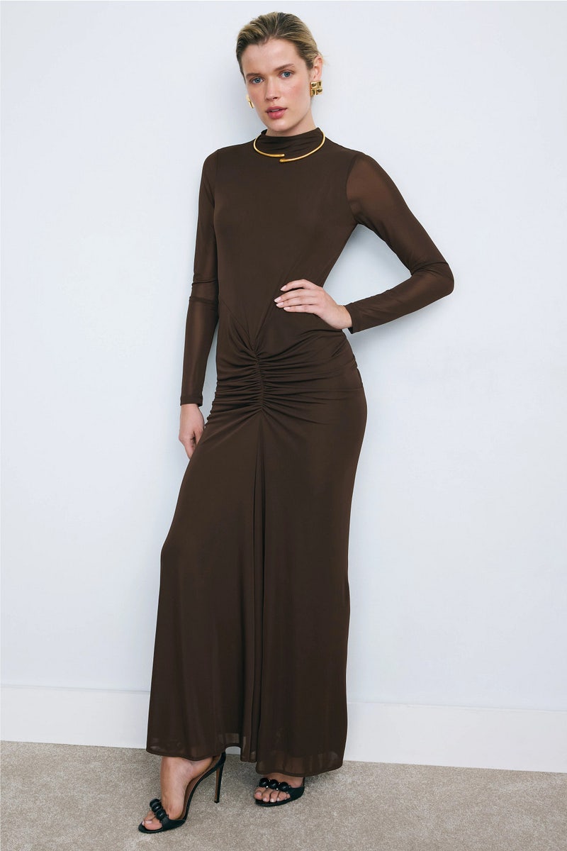 Mock Neck Ruched Dress by Ronny Kobo x RTR - Photo 0