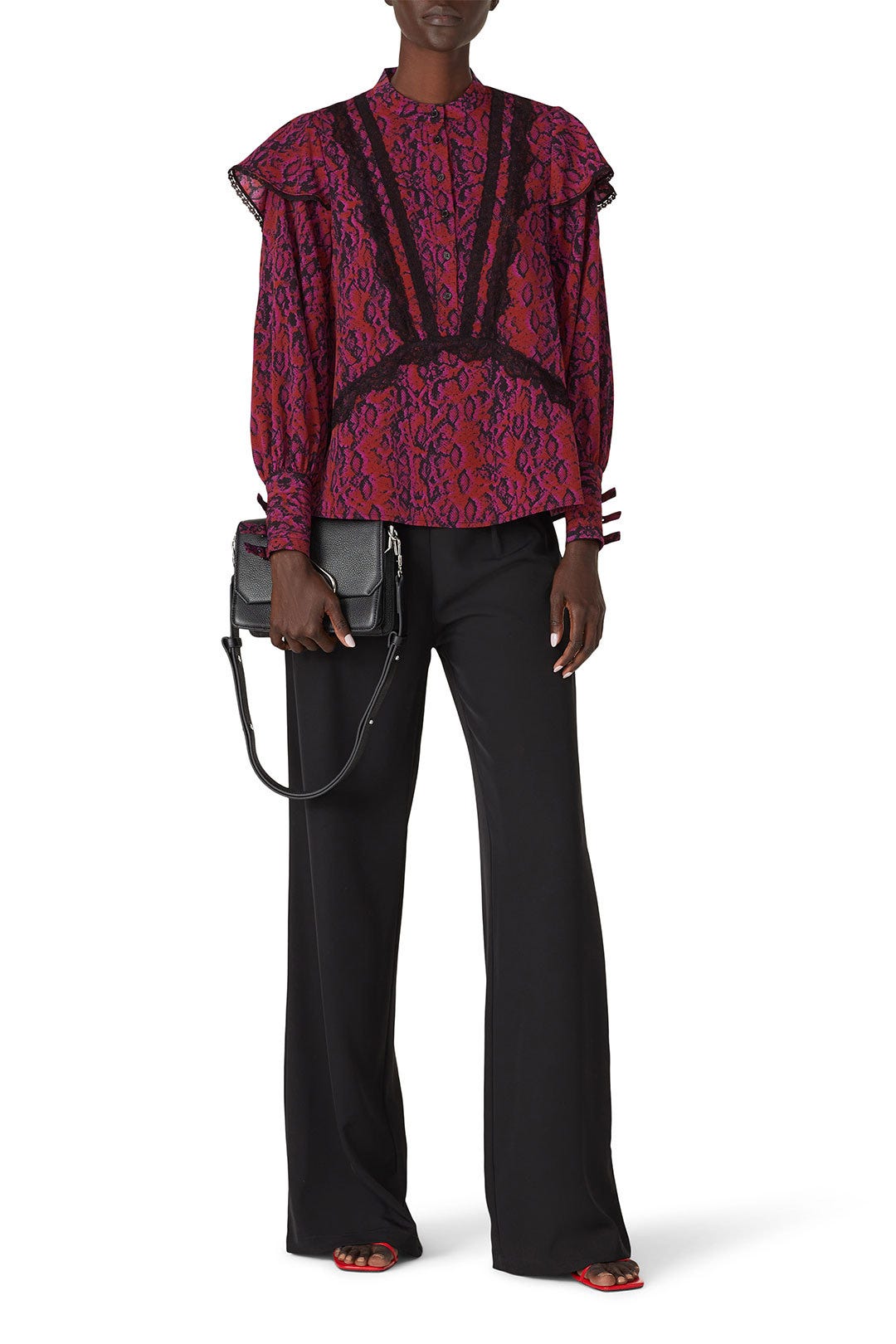 Lace Trim Python Top by Koché x RTR 0