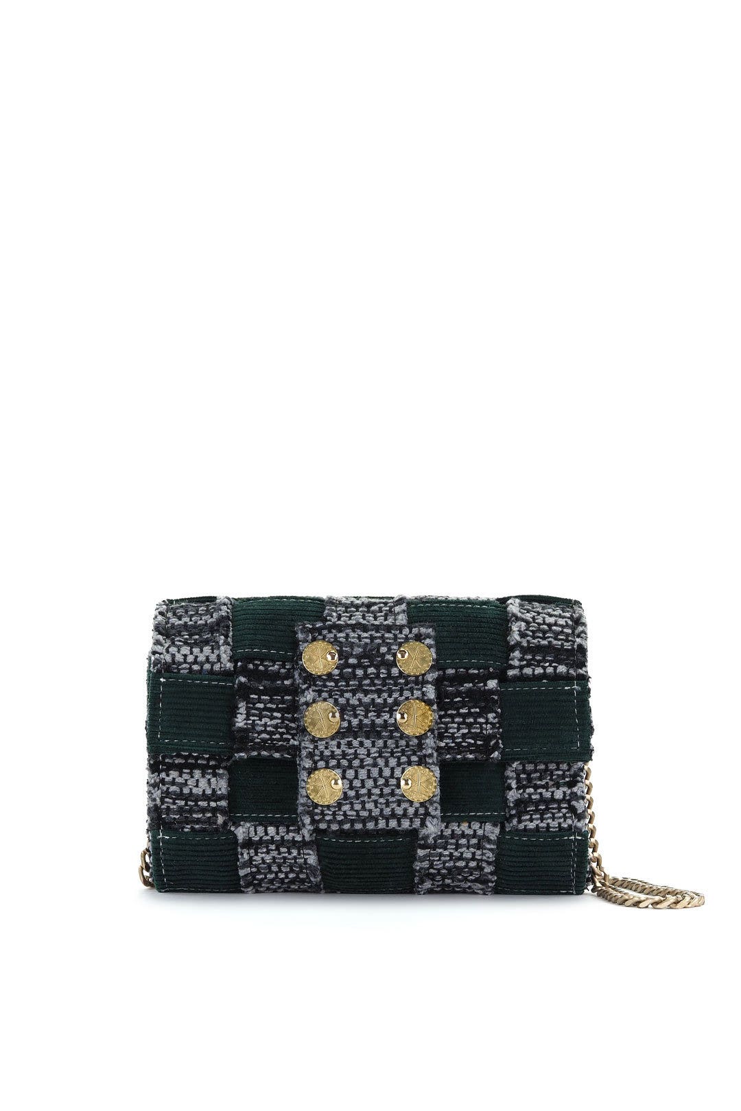 Black Corduroy Pixel Orbit Clutch by Kooreloo