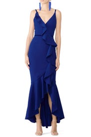 Royal Blue Ruffle Gown by Marchesa Notte