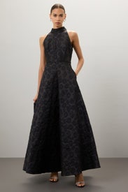 High Neck Jacquard Gown by ML Monique Lhuillier