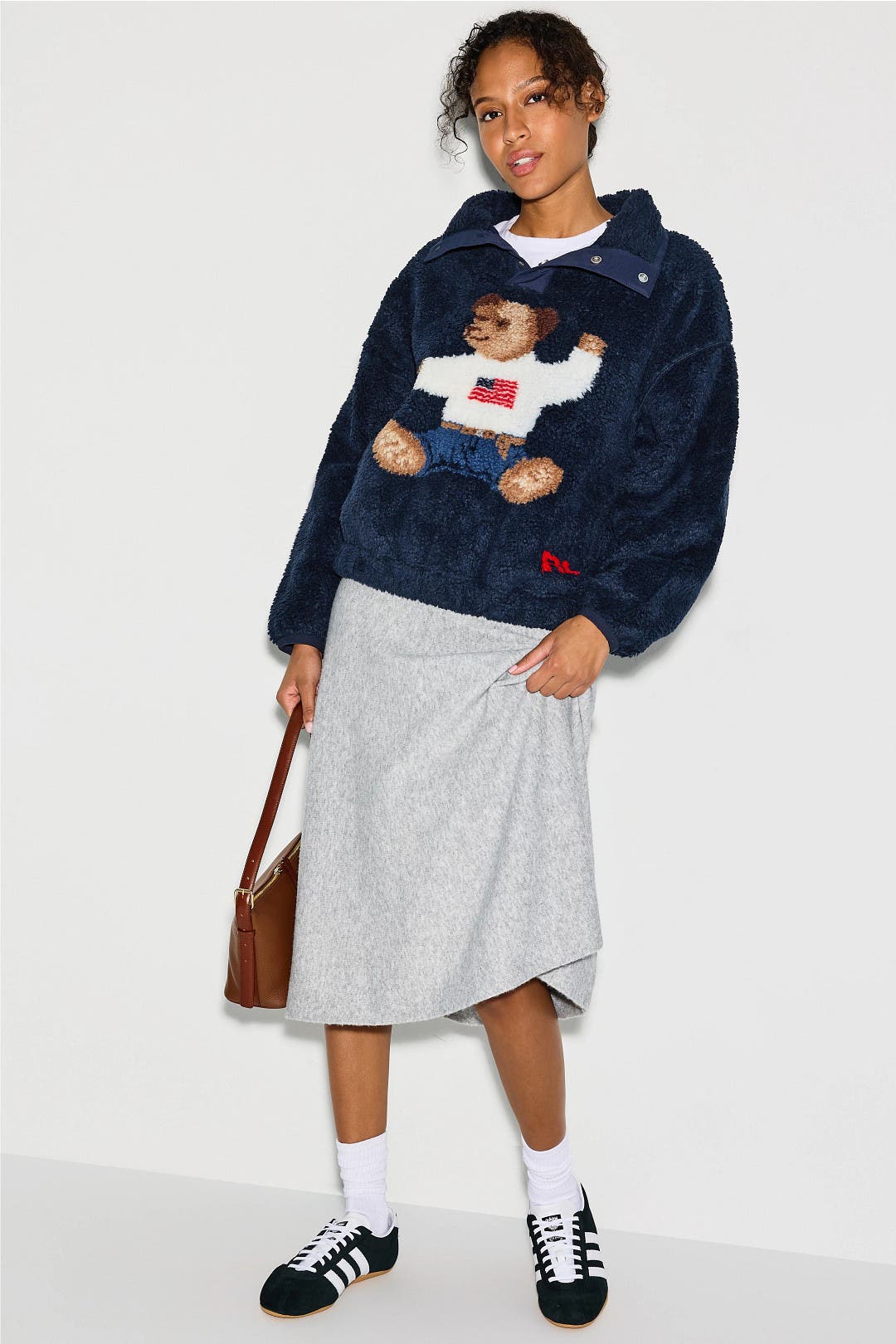 Pile Fleece Knit Long Sleeve Mock Neck Pullover by Polo Ralph