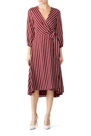 Burgundy Stripe Wrap Dress by Slate & Willow