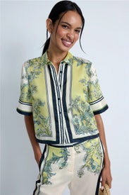 Clean Spruce Button Front Top by Veronica Beard
