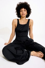Pleated Scoop Neck Jumpsuit by WEWOREWHAT
