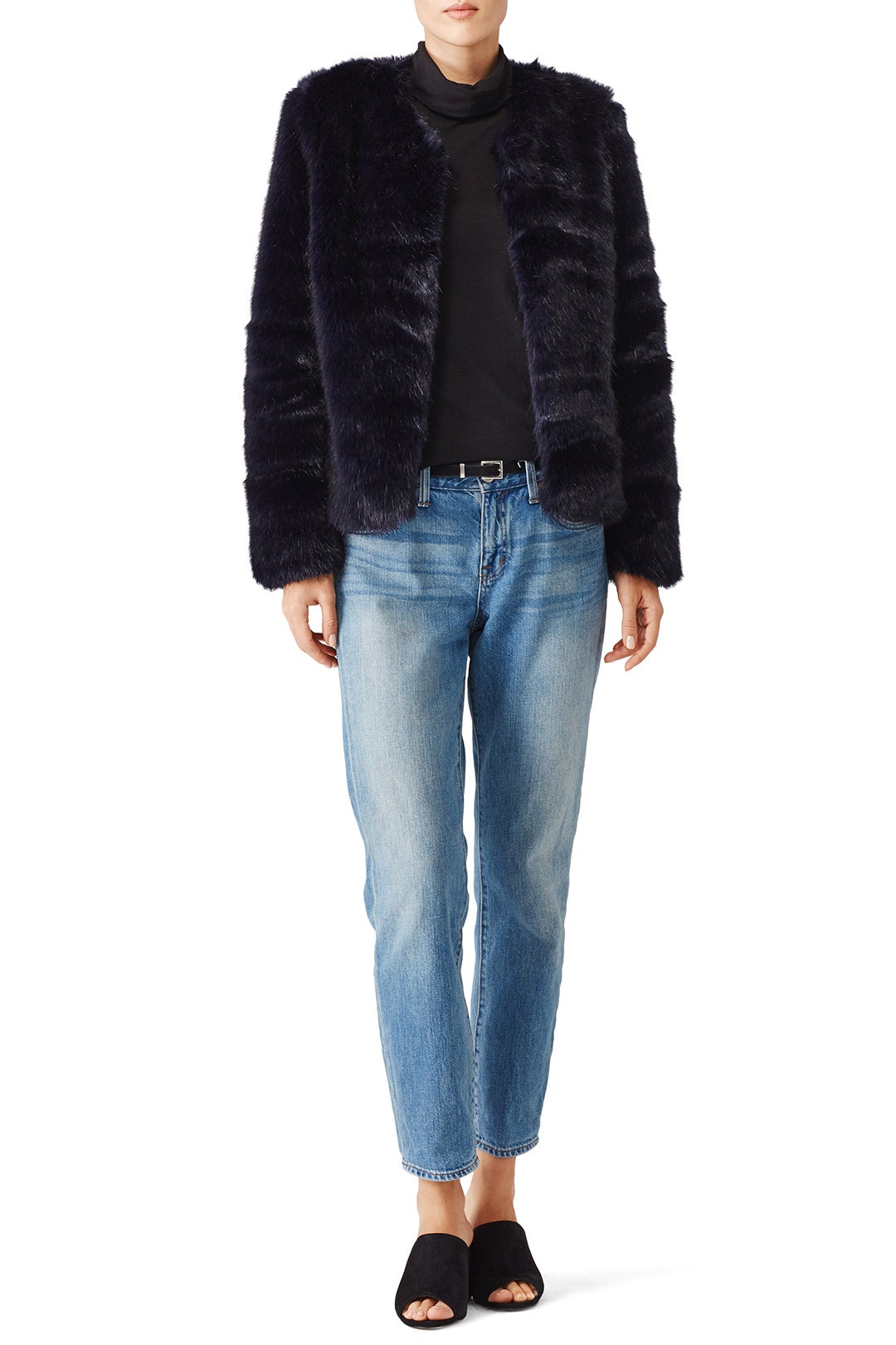 Midnight Faux Fur Topper Jacket by Amanda Uprichard 0
