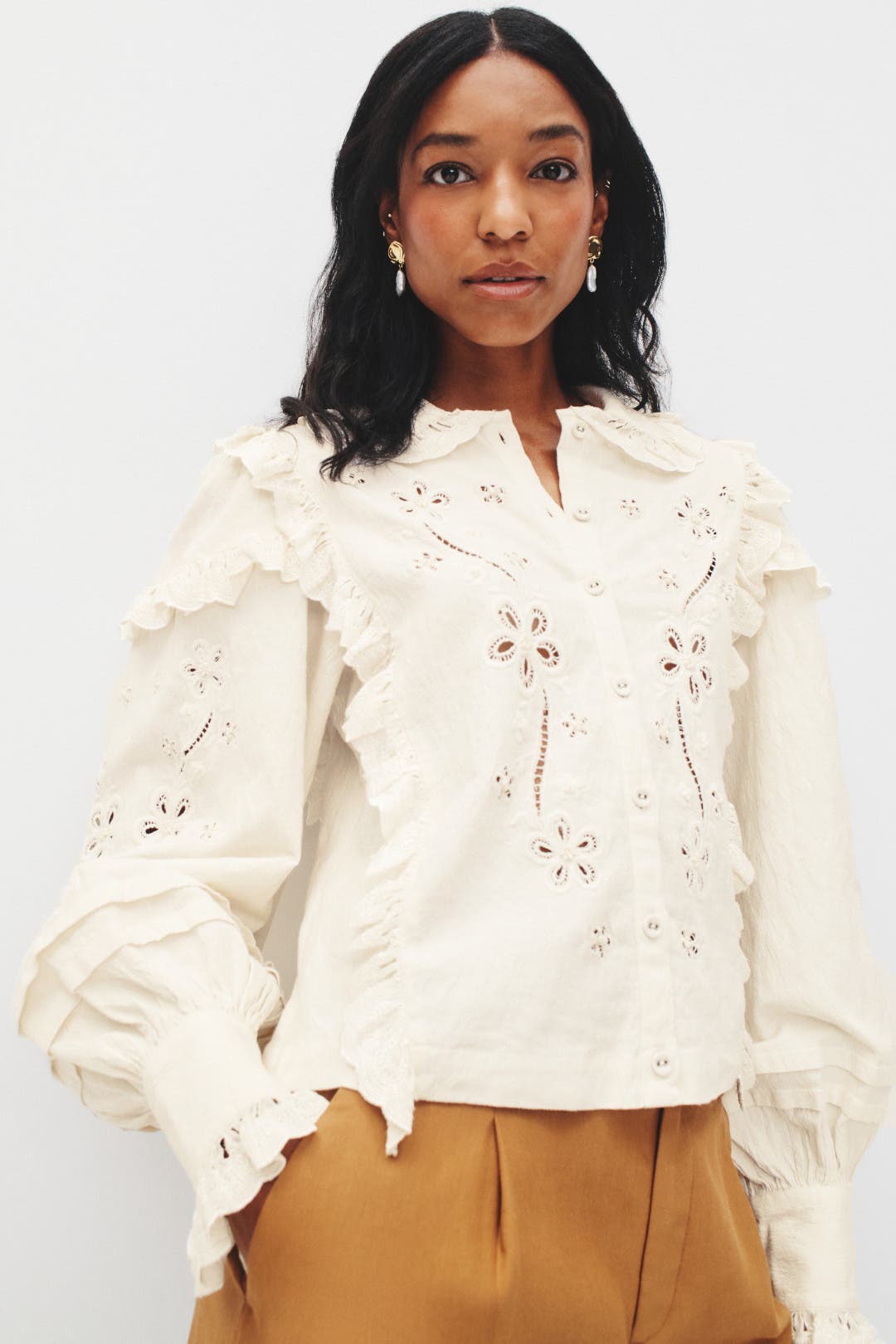 Adelie Canvas Embroidered Top by For Love and Lemons | Rent the Runway