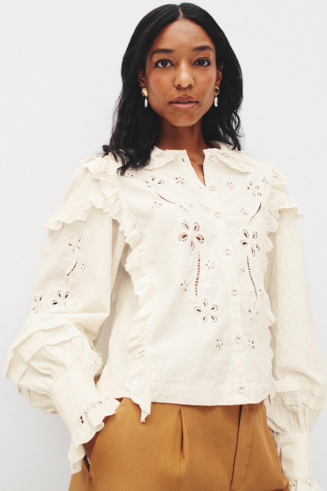 Adelie Canvas Embroidered Top by For Love and Lemons 0