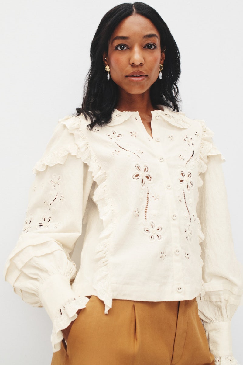 Adelie Canvas Embroidered Top by For Love and Lemons - Photo 0