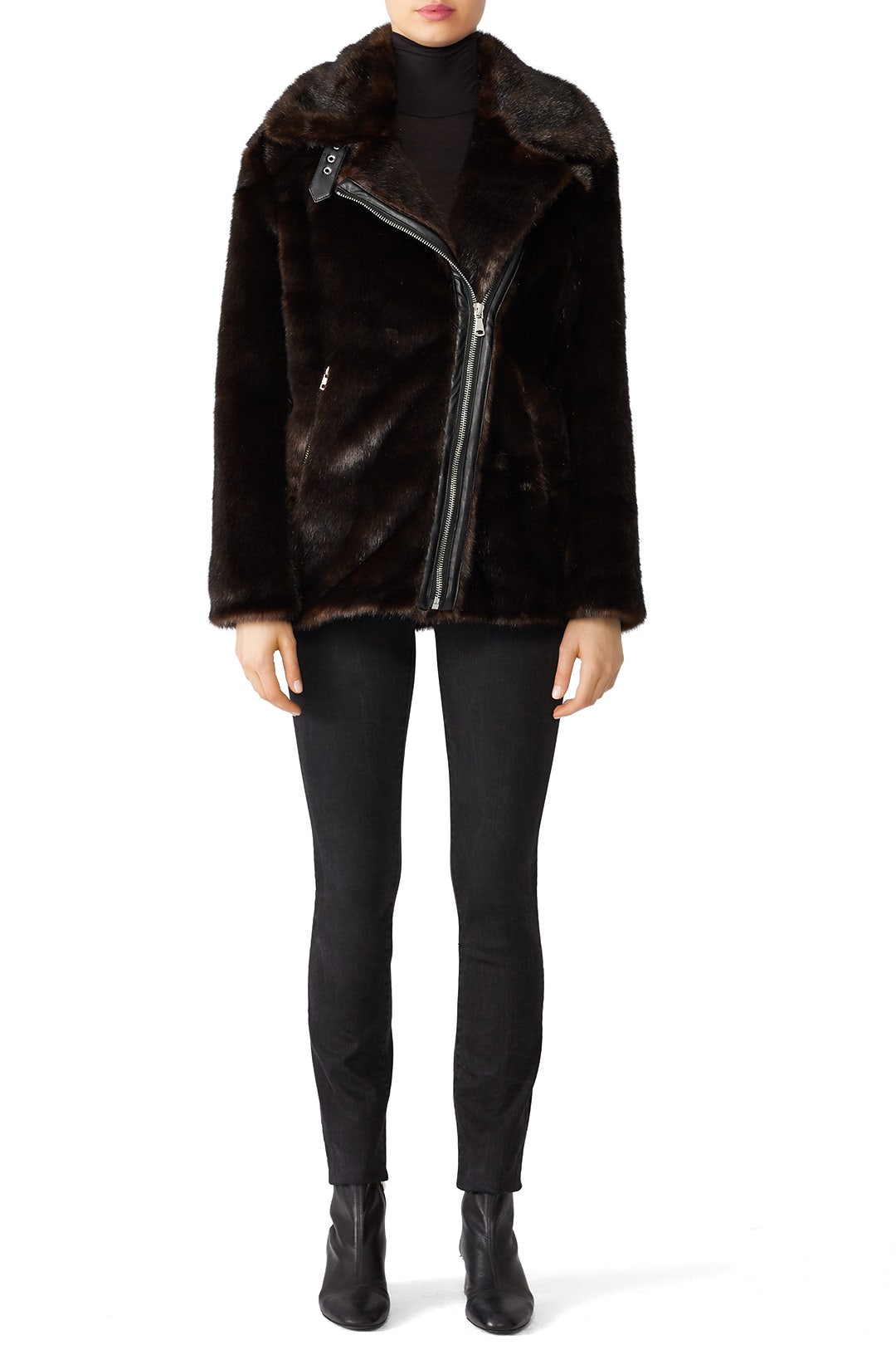 Oversized Faux Fur Moto Jacket by KENDALL + KYLIE 0