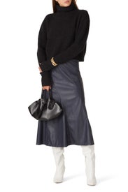 Navy Faux Leather Skirt by Rebecca Taylor NYC