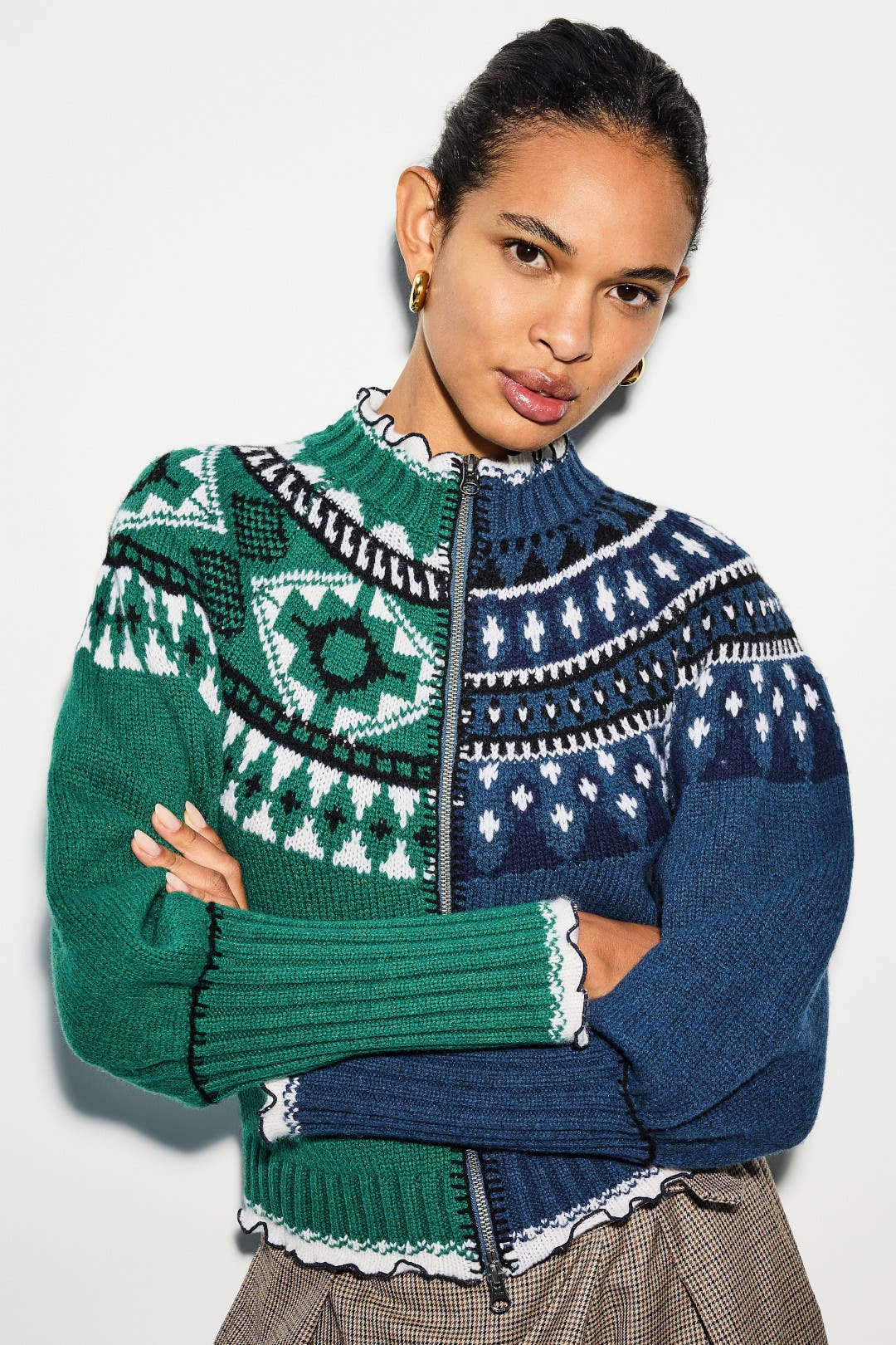 Linea Fairisle Zip Front Cardigan by Sea New York | Rent the