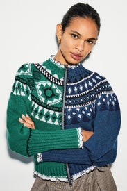 Linea Fairisle Zip Front Cardigan by Sea New York