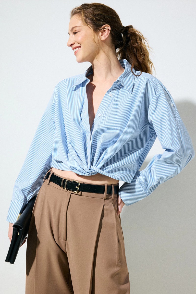 Leo Stripe Long Sleeve Button Up Top by A.L.C. - Photo 0