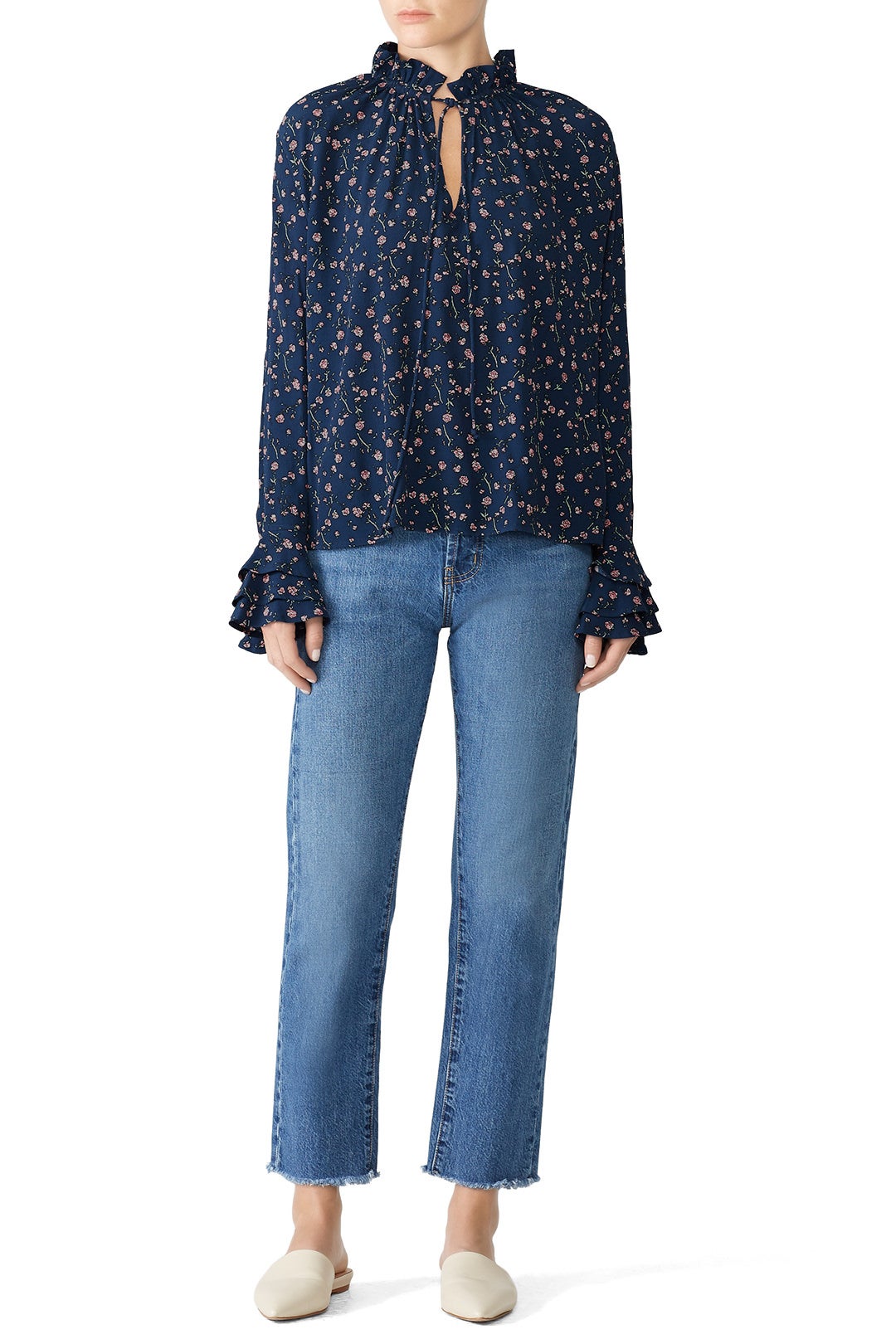 Blue Floral Rachel Blouse by Cleobella 0