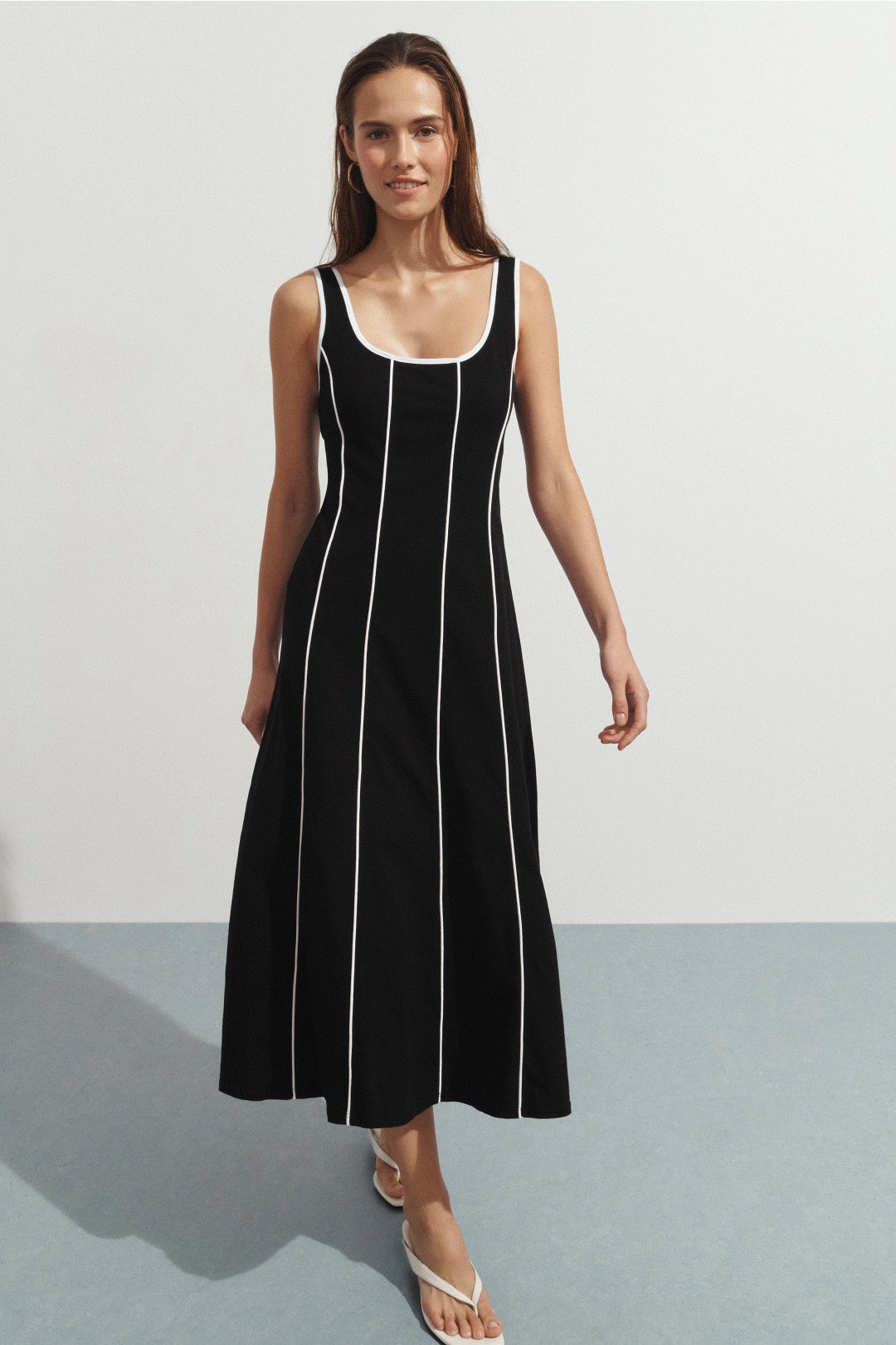 Sleeveless Midi Dress with Stitching by Donna Morgan 0