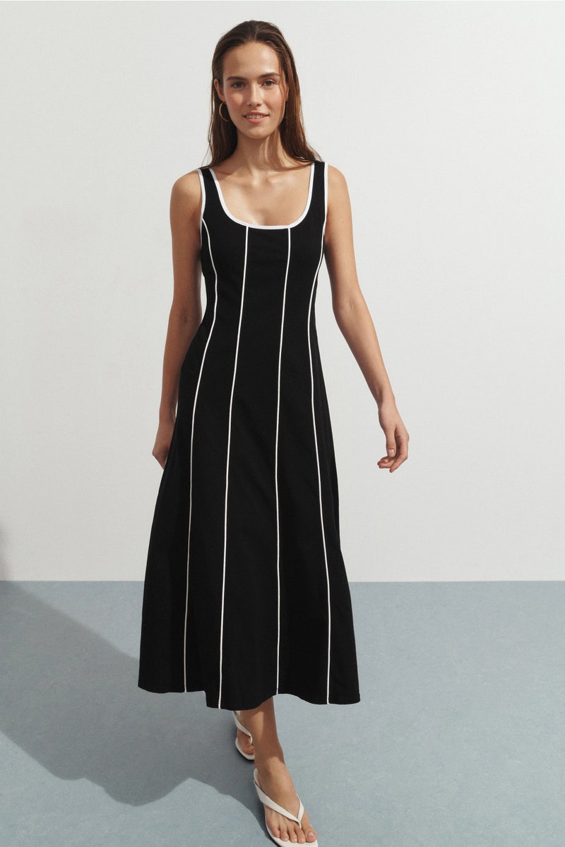 Sleeveless Midi Dress with Stitching by Donna Morgan - Photo 0