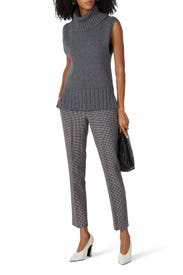 Grey Check Straight Pants by BOSS