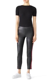 Faux Leather Side Stripe Leggings by Josie Natori