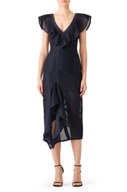 Blue Ruffle Midi Dress by Keepsake