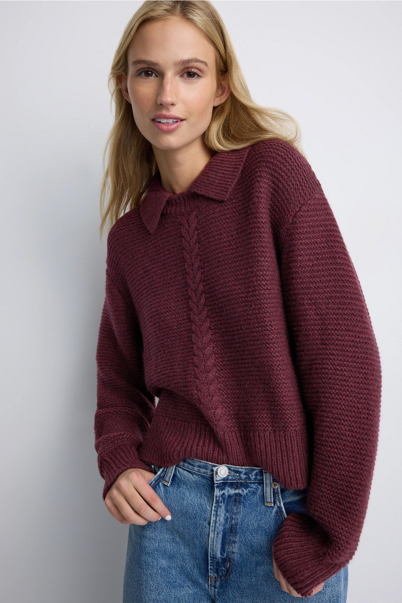 Everly Cable Collared Pullover Sweater by Marine Layer - Photo 0