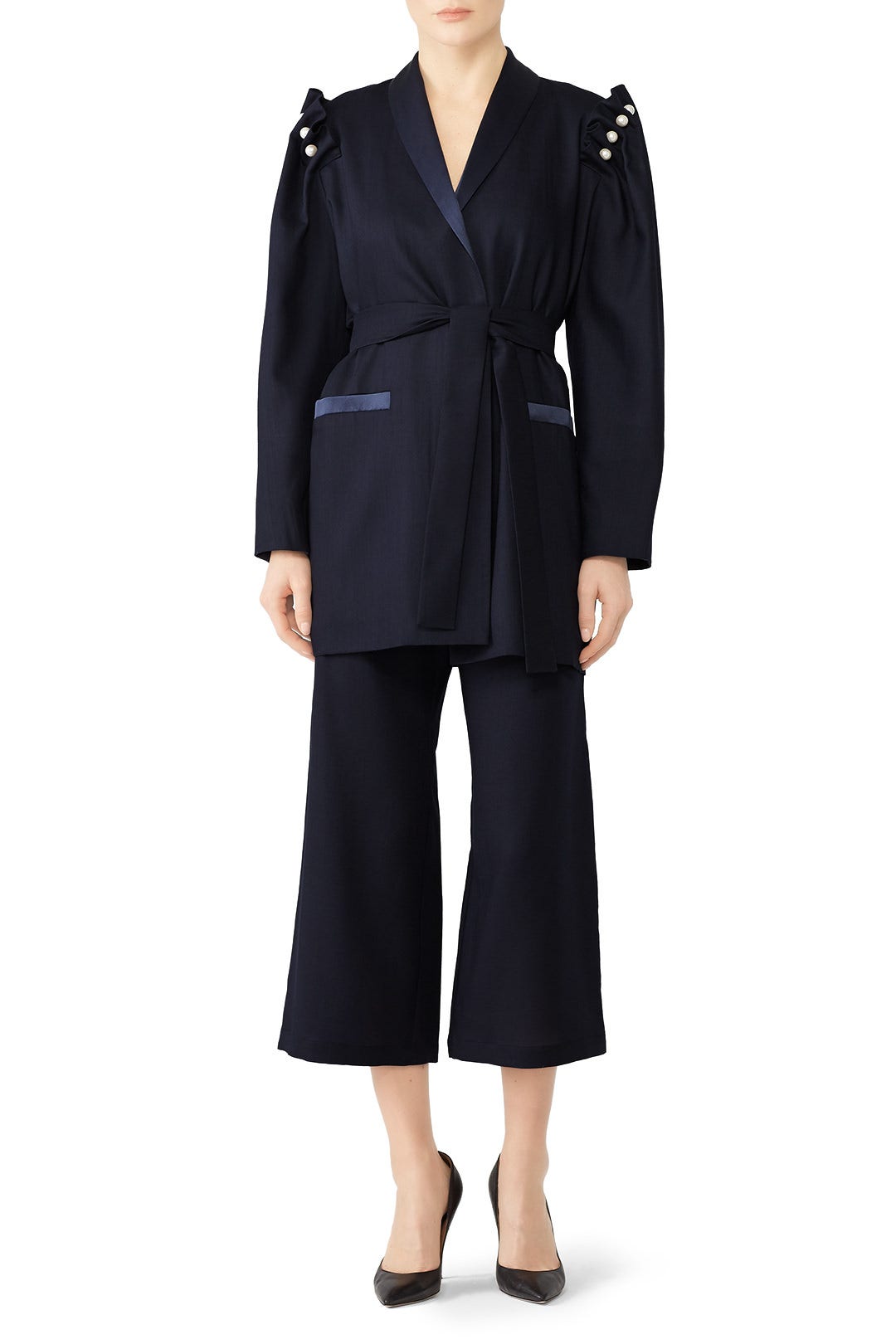 Pearl Trim Smoking Jacket by Mother of Pearl 0