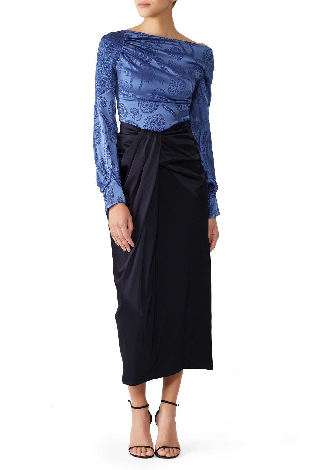 Navy Gathered Skirt by Sid Neigum 0