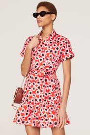 Orange Floral Tie Waist Mini Dress by Slate & Willow
