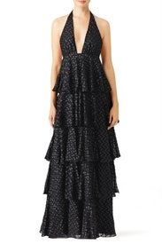 Black Dotted Isabel Gown by Jill Jill Stuart