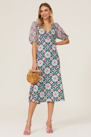 Mixed Floral Midi Dress by Donna Morgan
