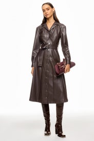 Faux Leather Corset Detail Midi Dress by Eudon Choi x RTR