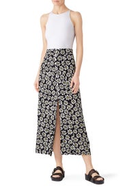 Floral Front Slit Midi Skirt by Fifteen Twenty