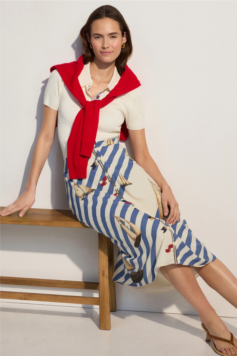 Sailboat Print Midi Skirt by Lauren Ralph Lauren