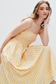 Smocked Strapless Dress by Marine Layer