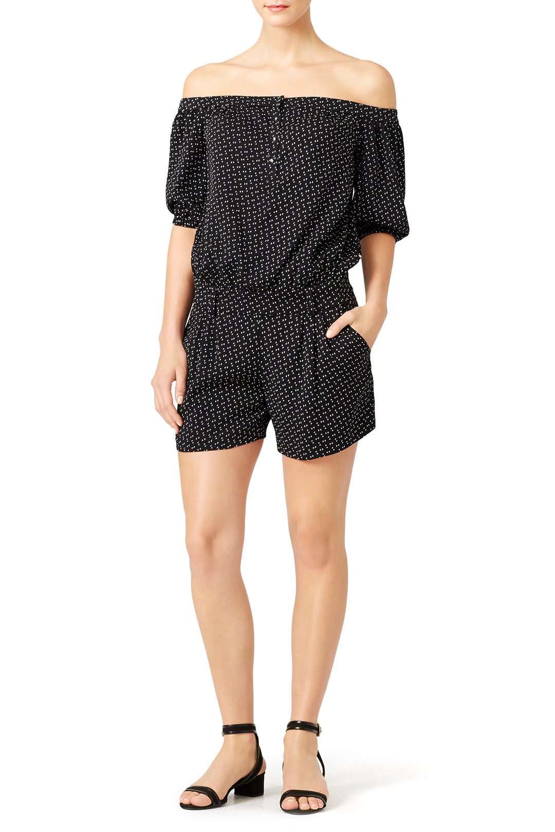 Ditzy Dot Off the Shoulder Romper by Nicole Miller 0