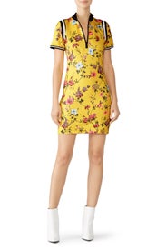 Yellow Floral Short Sleeve Sheath by Pam & Gela